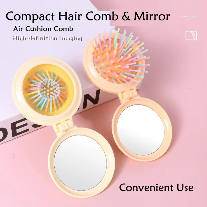 Compact Mirror & Comb for Purse and Travel Pocket Makeup Mirror with Comb, Rectangular with Different Designs Great Gift for Girls 4PCS/PACK