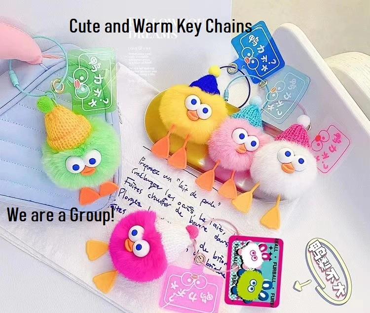 5PCS Duck Team Keychain Cartoon Backpack Charm Gift for Women Men Children Schoolmates Team Members Cute 5-Color Duck Keychain Car Key