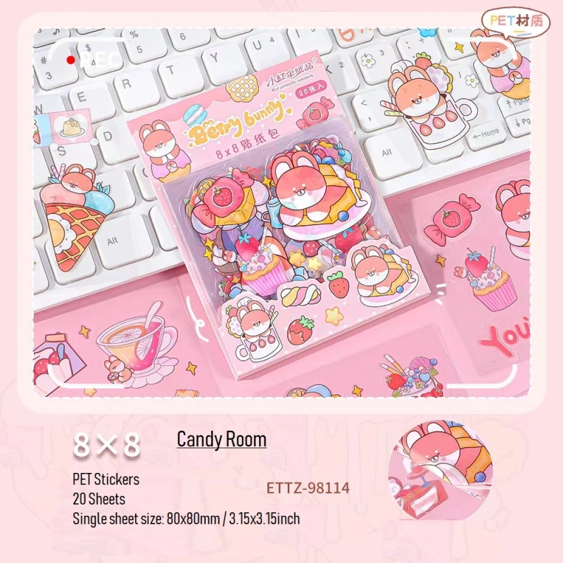 5 Packs 100 Sheets Cute Stickers Waterproof Water Bottle Laptop Scrapbook PET Stickers Aesthetic Kawaii Clear Stickers Packs for Journaling Scrapbooking Gifts for Kids