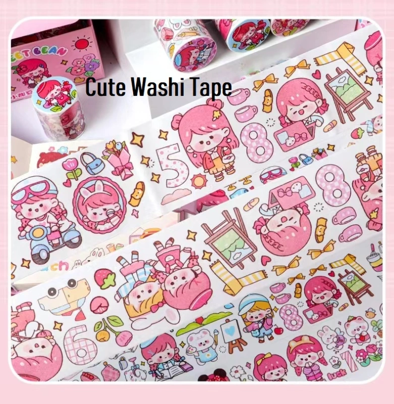 8 Rolls Kawaii Washi Tape Pack, 2m Long Cute Washi Tape Set, Kawaii Tape, Kids DIY Decorative Stickers for Scrapbooking Journaling Art Craft 8 Themes Gifts for Kids