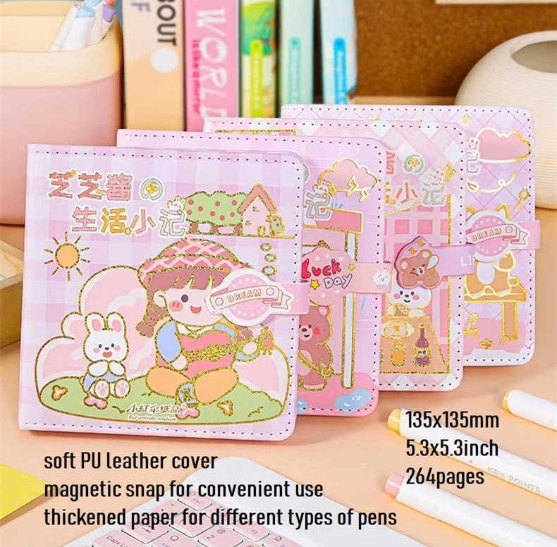 2Pcs Soft PU Leather Cover Journal Sketchbook, Journal and Notebook for Girls - Size 5.3"x5.3" With Magnetic Snap, Perfect for Journal, Doodling, Sketching and Notes