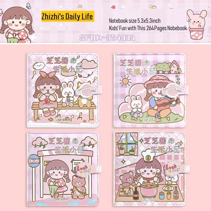 2Pcs Soft PU Leather Cover Journal Sketchbook, Journal and Notebook for Girls - Size 5.3"x5.3" With Magnetic Snap, Perfect for Journal, Doodling, Sketching and Notes