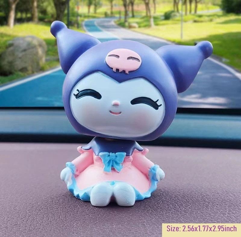 2PCS Lovely Kuromi Car Dashboard Ornament Cute Swing Kuromi Kawaii for Interior Decoration Car Dashboard Desk Office Bedroom (Boshun)