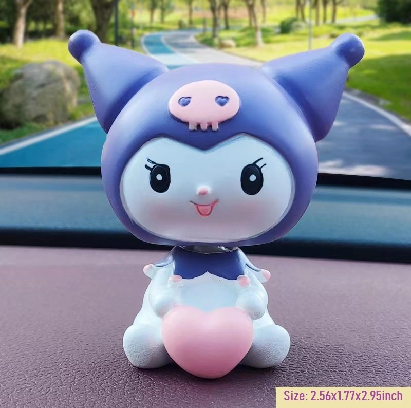 2PCS Lovely Kuromi Car Dashboard Ornament Cute Swing Kuromi Kawaii for Interior Decoration Car Dashboard Desk Office Bedroom (Boshun)