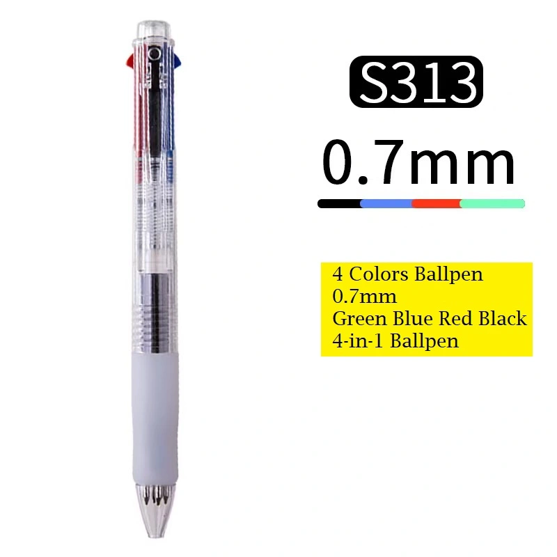 6 Count 4 Colors Ballpen 0.7mm Green Blue Red Black 4-in-1 Ballpen, 4 Assorted Colors Highlighter Ball Pens for Adults Kids Highlighting Pens on Home School Office Supplies (Deli, S313)