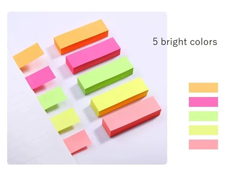 500 Sheets 5 Bright Colors Sticky Notes Pad 1.97x0.59inch Self-Adhesive Memo Paper Stickers for Classification Book Flags Tabs Strip Index Tabs, Page Tabs for Home, School and Office Supplies (Deli, 7154)