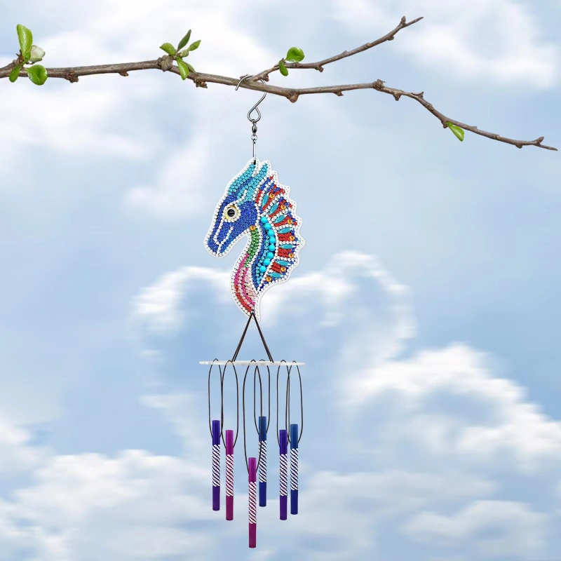 DIY Diamond Painting Kit, Double Sided 5D Diamond Painting, DIY Wind Chime, Diamond Painting Wind Chime with Butterfly, Dragonfly, Bird, Owl, Peacock Great Home Decor (Pengdao)