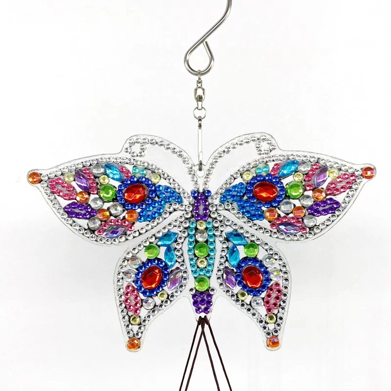 DIY Diamond Painting Kit, Double Sided 5D Diamond Painting, DIY Wind Chime, Diamond Painting Wind Chime with Butterfly, Dragonfly, Bird, Owl, Peacock Great Home Decor (Pengdao)