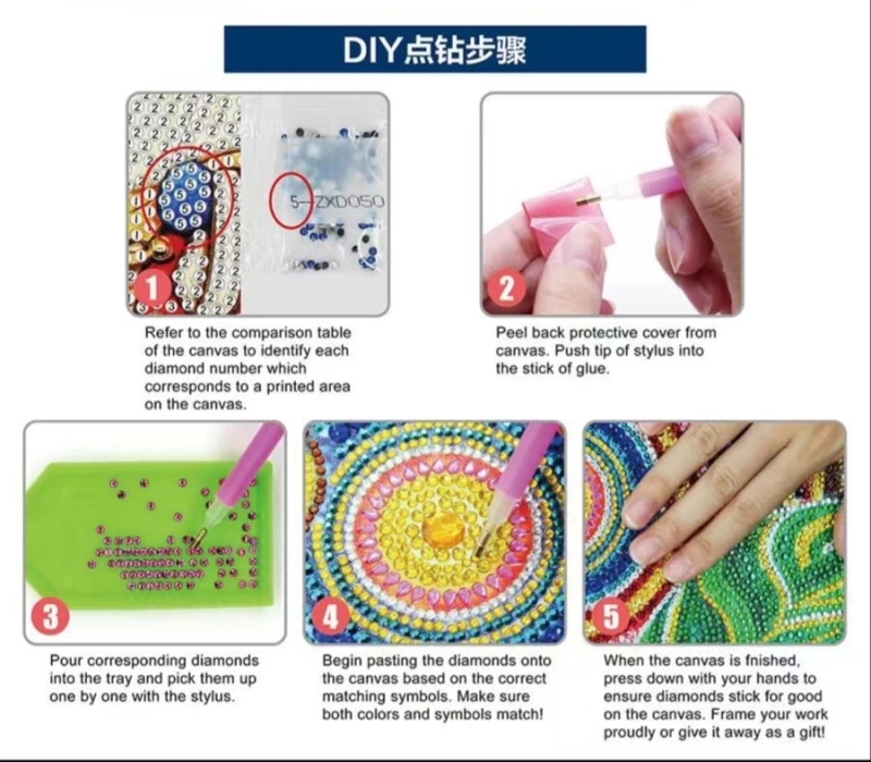 DIY Diamond Painting Kit, Single Sided 5D Diamond Painting DIY Gifts Diamond Painting Ornaments Princess, Vase, Owl, Fish, Rabbit for Desk, Home, Office (Pengdao)