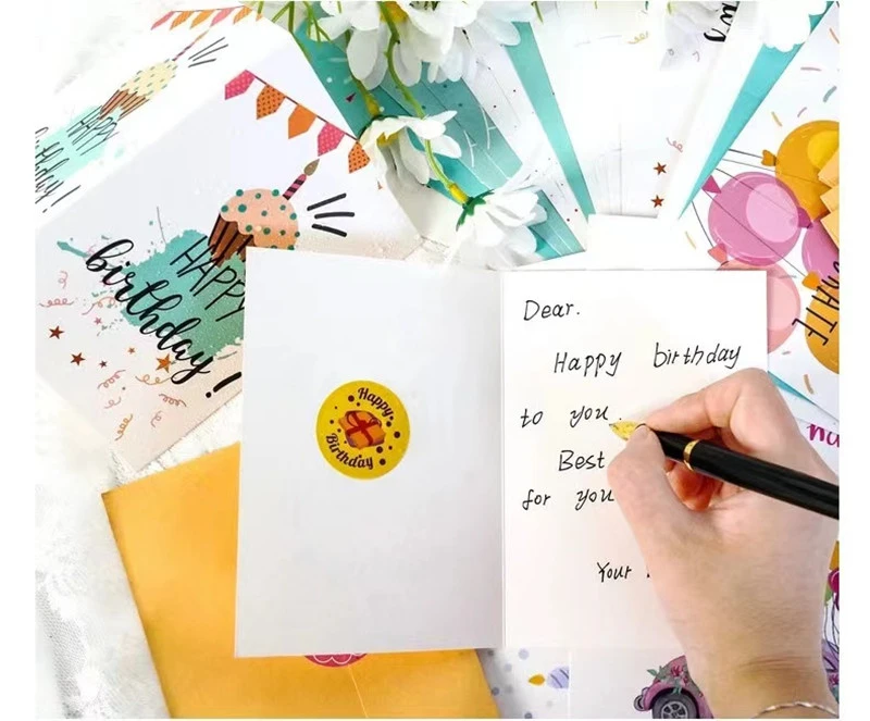 Birthday Card Sets Happy Birthday Cards with Envelopes and Stickers 24pcs Beautiful Birthday Cards with 24 Envelopes and 24 Stcikers  (Yixun）