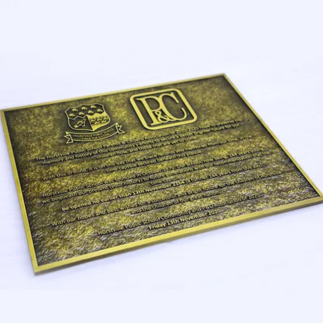 Longlu Custom Embossed Memorial Metal Plaques Brass Metal Company Logo Wall Engraved Name Plate