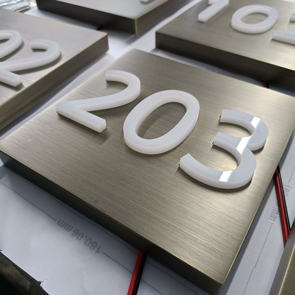 Customised Led Illuminated Stainless Steel House Numbers Hotel Room Number With Light