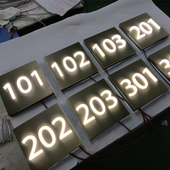 Customised Led Illuminated Stainless Steel House Numbers Hotel Room Number With Light