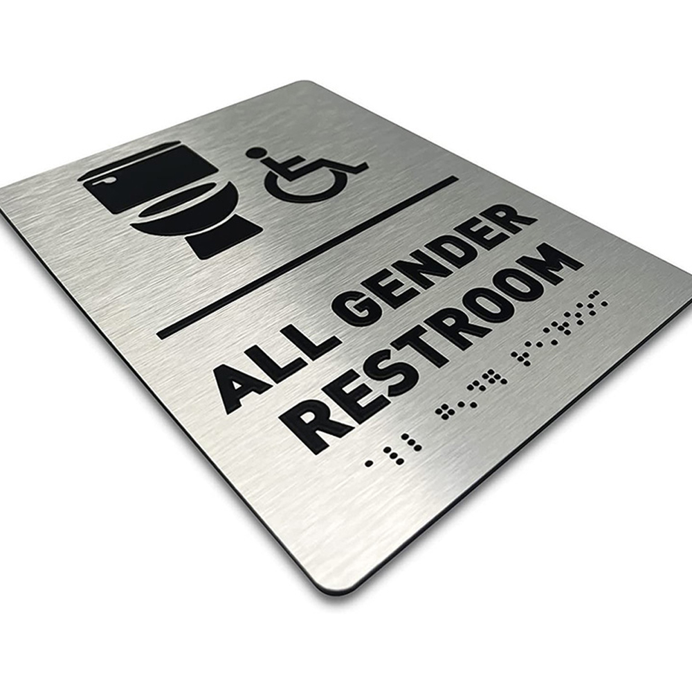 Señalización al por mayor del metal del acero inoxidable, placa de muestra de Ada Braille del número de habitación de la puerta del hotel de todo tamaño