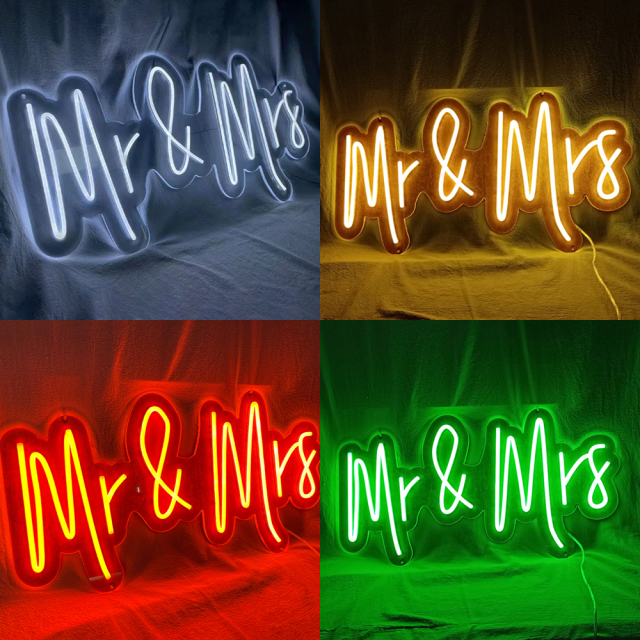 Shop Brand Name Advertising wedding rgb led Lighted Letter Mr&Mrs Neon Signs