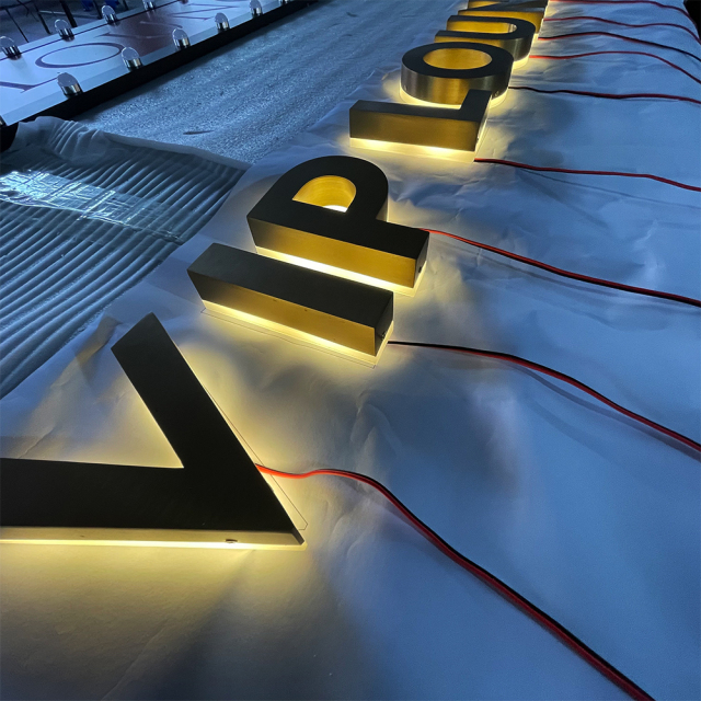 Bar, Shop, Geschäft, individuelles LED-Schild, DIY, hochwertiges Einzelhandels-LED-Hintergrundbeleuchtung, Kanal-Buchstabenschild, 3D-Hintergrundbeleuchtung, Hintergrundbeleuchtung, goldener Buchstabe