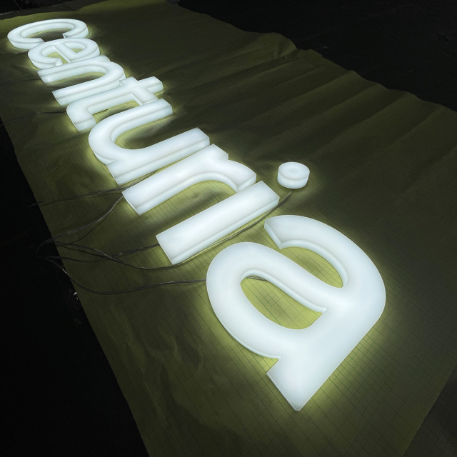 Letrero para exteriores con relieve en 3D, letrero acrílico con logotipo, letrero luminoso fulllit 3d, letras led