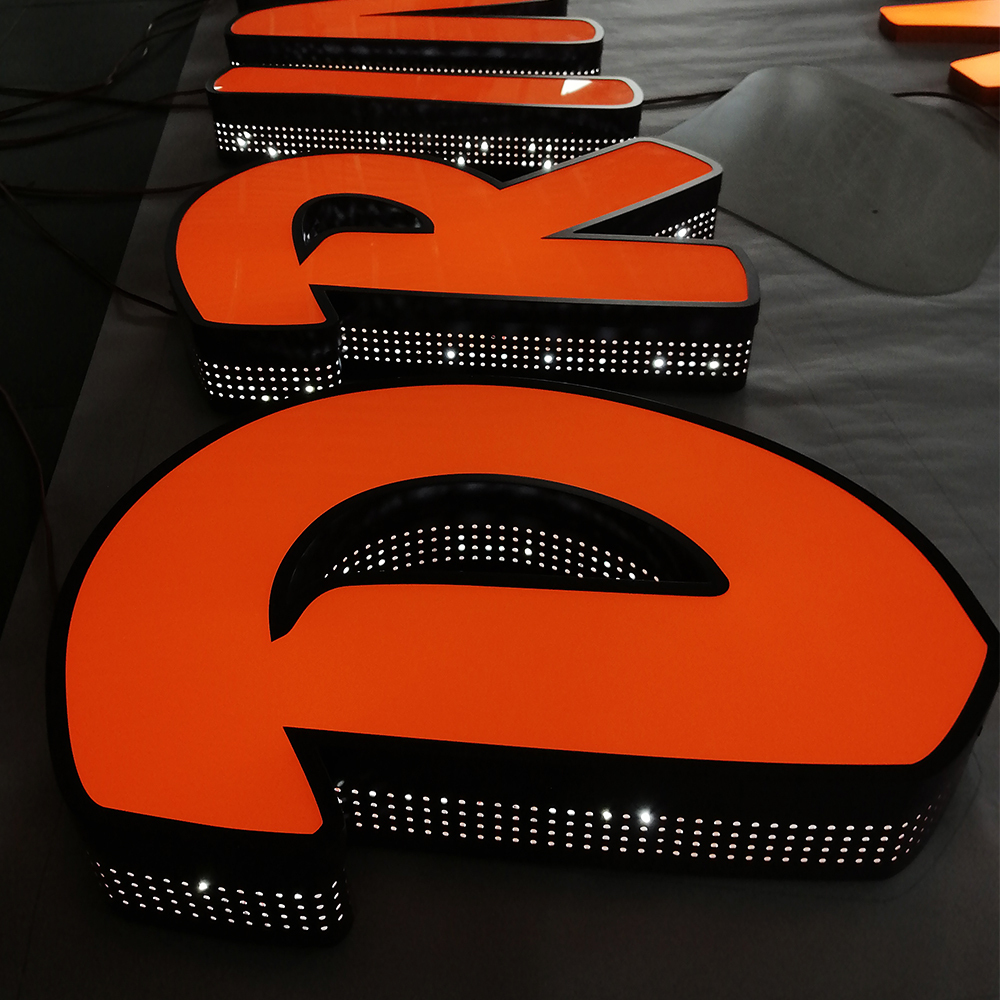Stainless Steel Side Led Punching Channel Letters Signs 3D Outdoor Illuminated Store Signage Logo Led Sign Custom