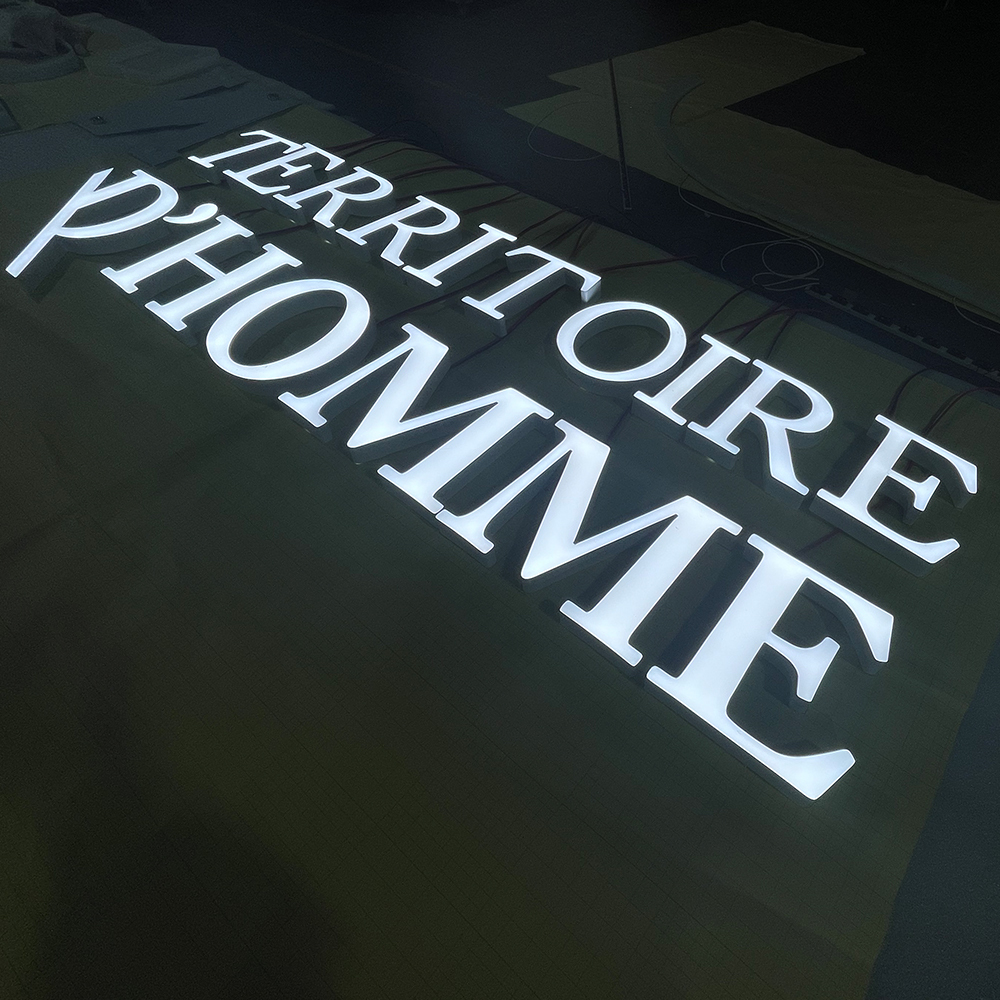 Letrero exterior personalizado para tienda, señalización de resina con letras LED grandes
