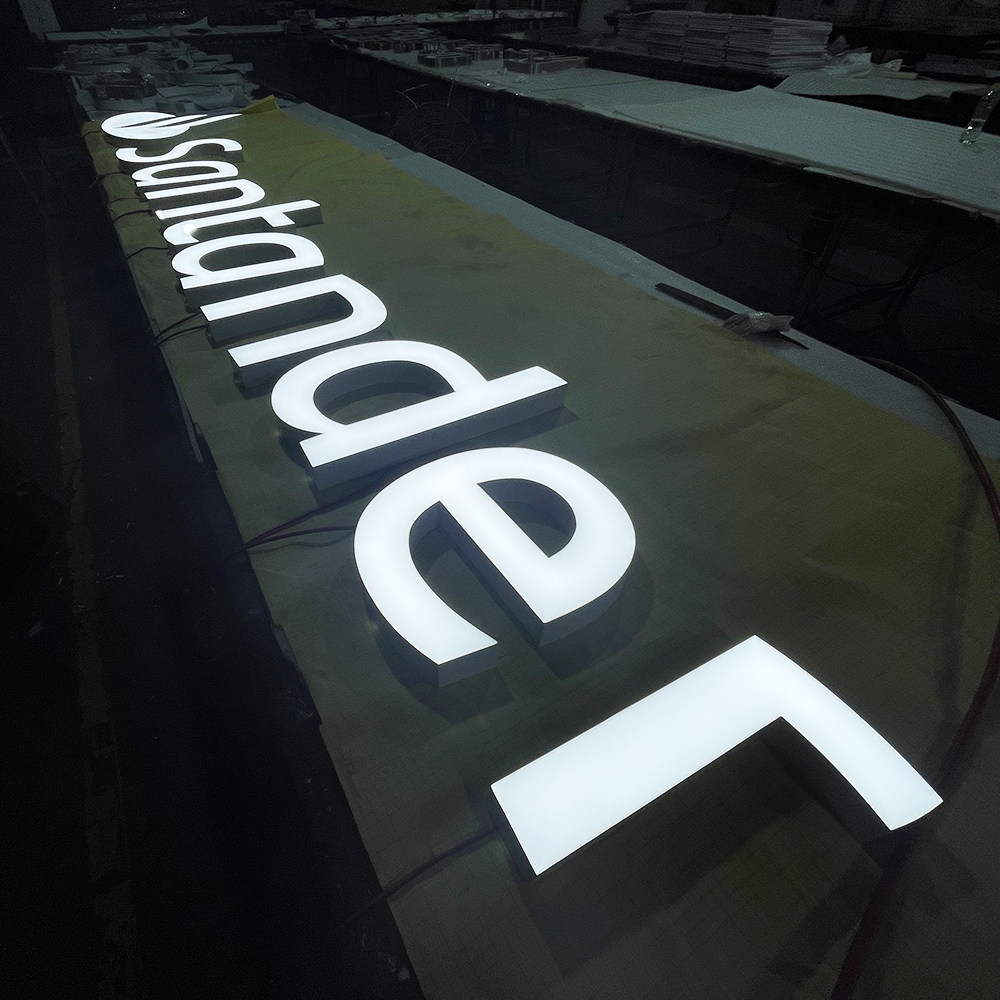 Letreros para exteriores, señalización de resina epoxi, letras del alfabeto iluminadas, señal de luces Led 3D con letras de canal