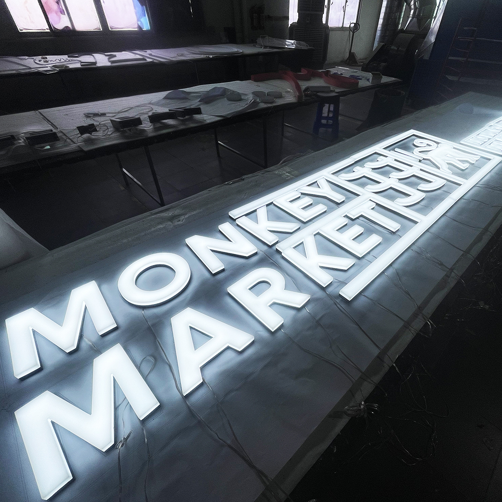 Custom Plastic Acrylic Block Letter Signage Illuminated 3D Letter Sign Board