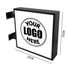 Double-Sided Light Box Wall Mounted Square LED Light Box 35x35cm