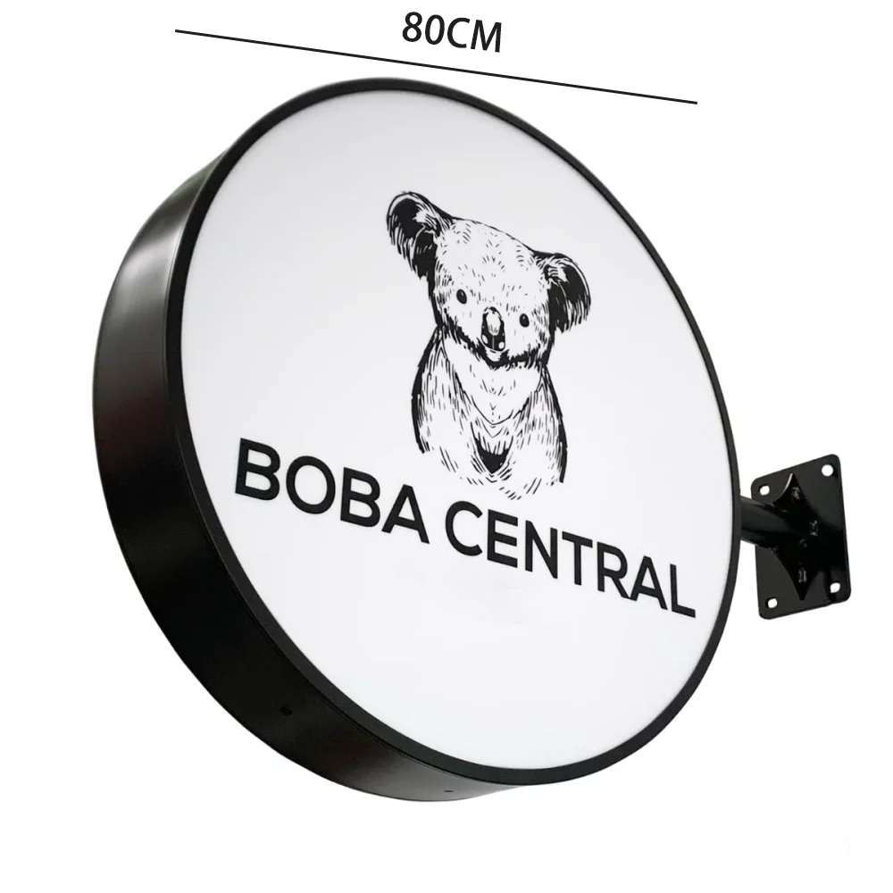 Double-Sided Light Box Wall Mounted Round LED Light Box Ø80cm