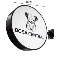 Double-Sided Light Box Wall Mounted Round LED Light Box Ø80cm