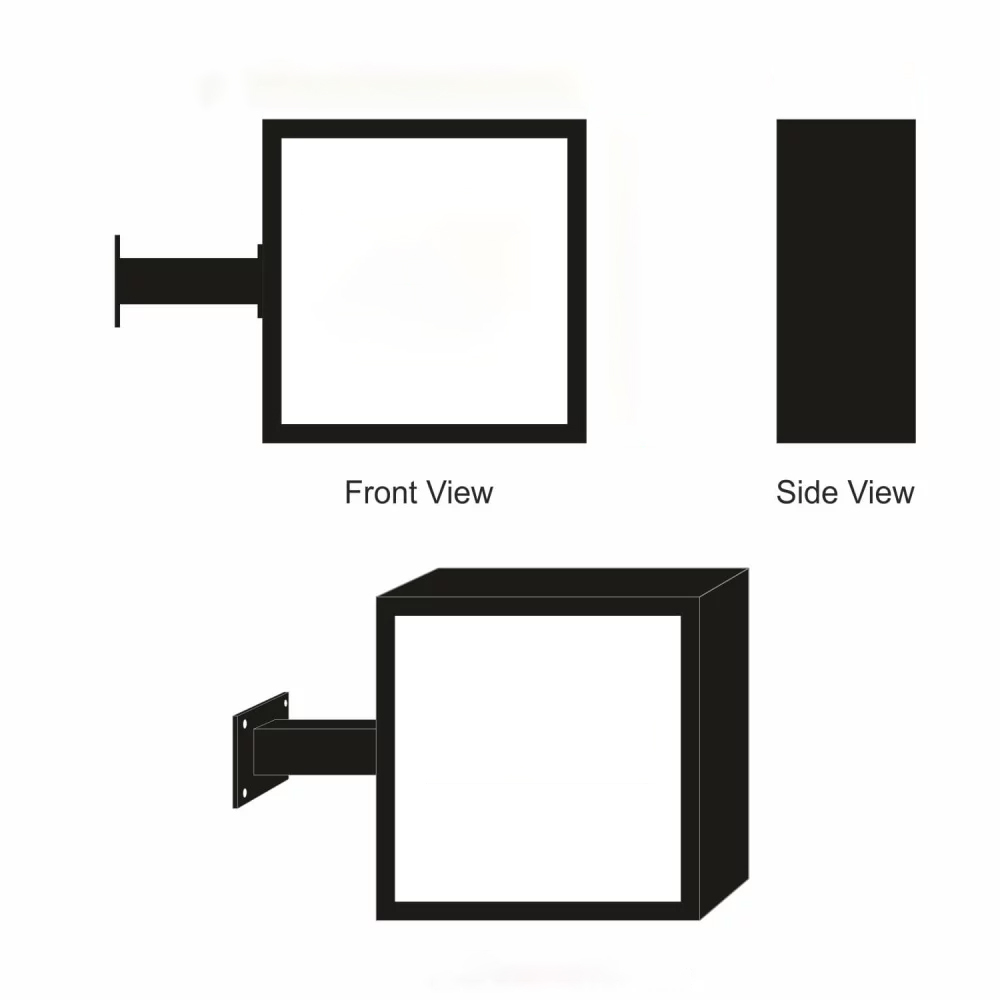 Double-Sided Light Box Wall Mounted Square LED Light Box 50x50cm