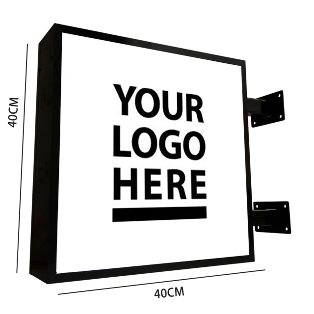 Double-Sided Light Box Wall Mounted Square LED Light Box 40x40cm