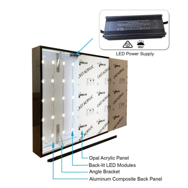 Caja de luz de una cara Caja de luz LED rectangular montada en la pared 30x80cm