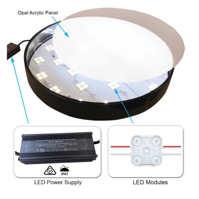 Caja de luz de una cara Caja de luz LED redonda para montaje en pared Ø90cm