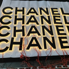 Brand Name illuminated signs business stainless steel back-lit letters indoor & outdoor use