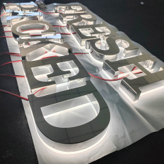 Advertising back-lit signs with Primary color mirror stainless steel letters business channel letters lighting