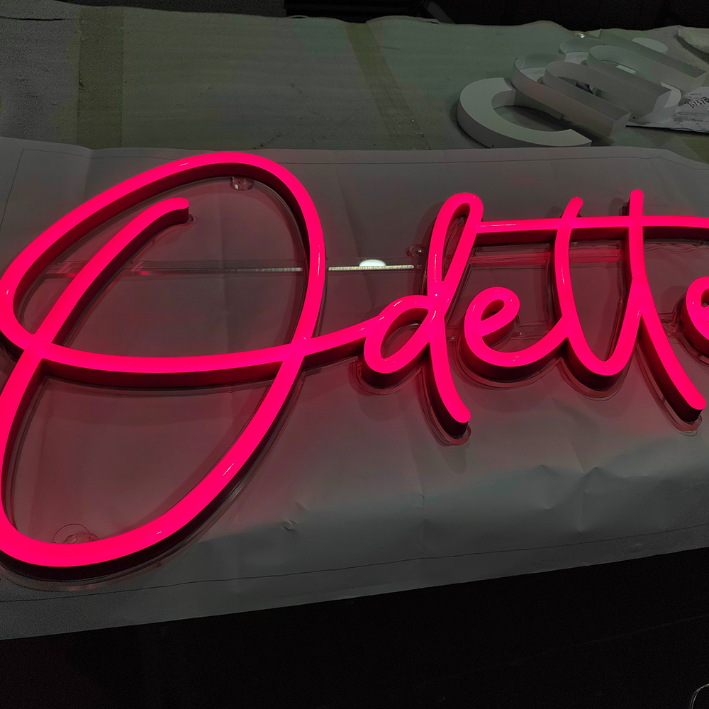 Pink color acrylic neon lighting shop name neon advertising lighting ...