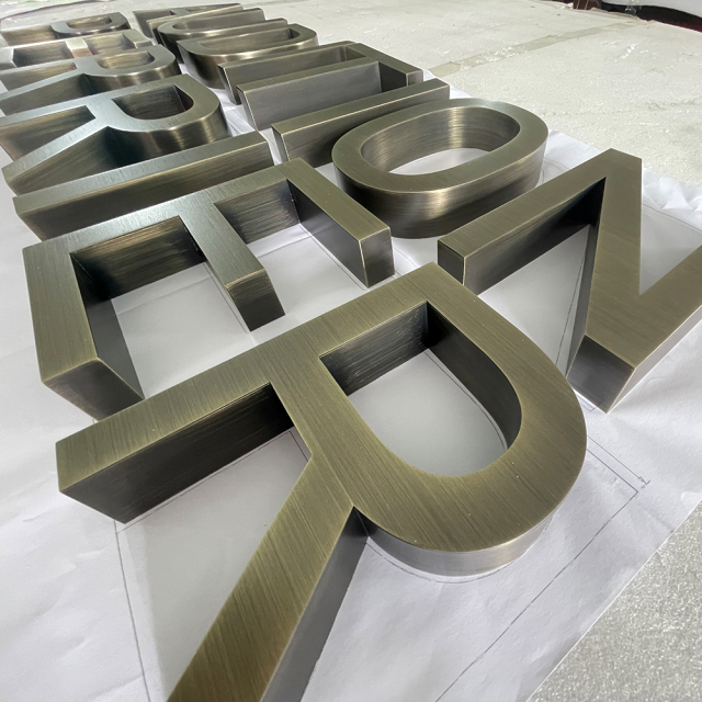 Custom electroplated color 3d metal signs stainless steel signs letters for branding name