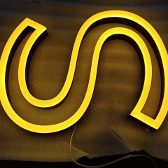 Double Line Yellow acrylic neon 180 degree illuminated waterproof neon outdoor neon lighting