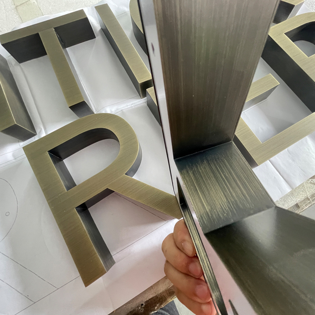 Custom electroplated color 3d metal signs stainless steel signs letters for branding name