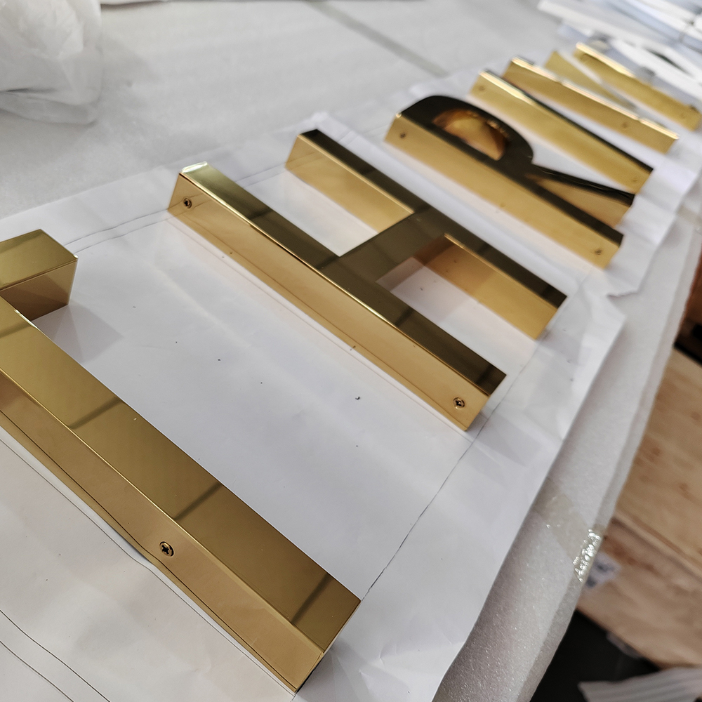 Custom Mirror Gold 3D Building Signs Electroplated color signs letters