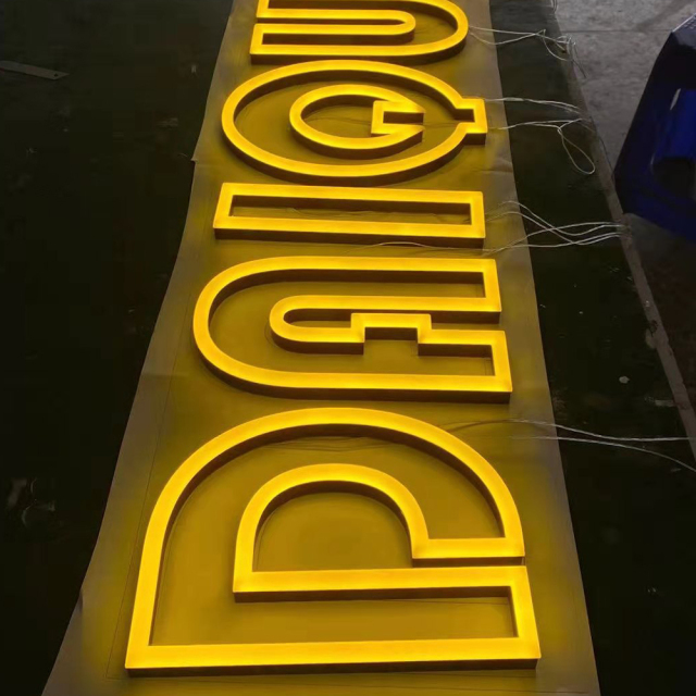 Double Line Yellow acrylic neon 180 degree illuminated waterproof neon outdoor neon lighting