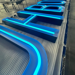 Led lighting advertising acrylic neon 180 degree illuminated with metal letters return outdoor waterproof neon lighting