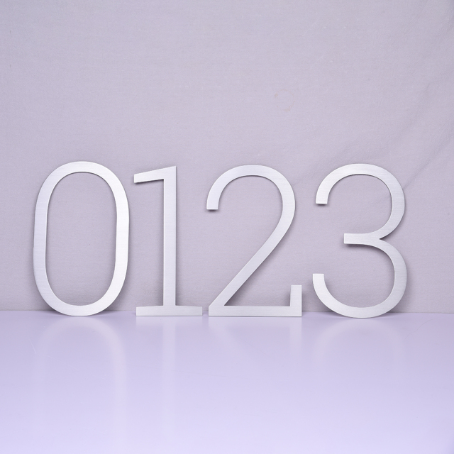 Brush 3D flat cut Letters number 3d metal signage non illuminated stainless steel letters