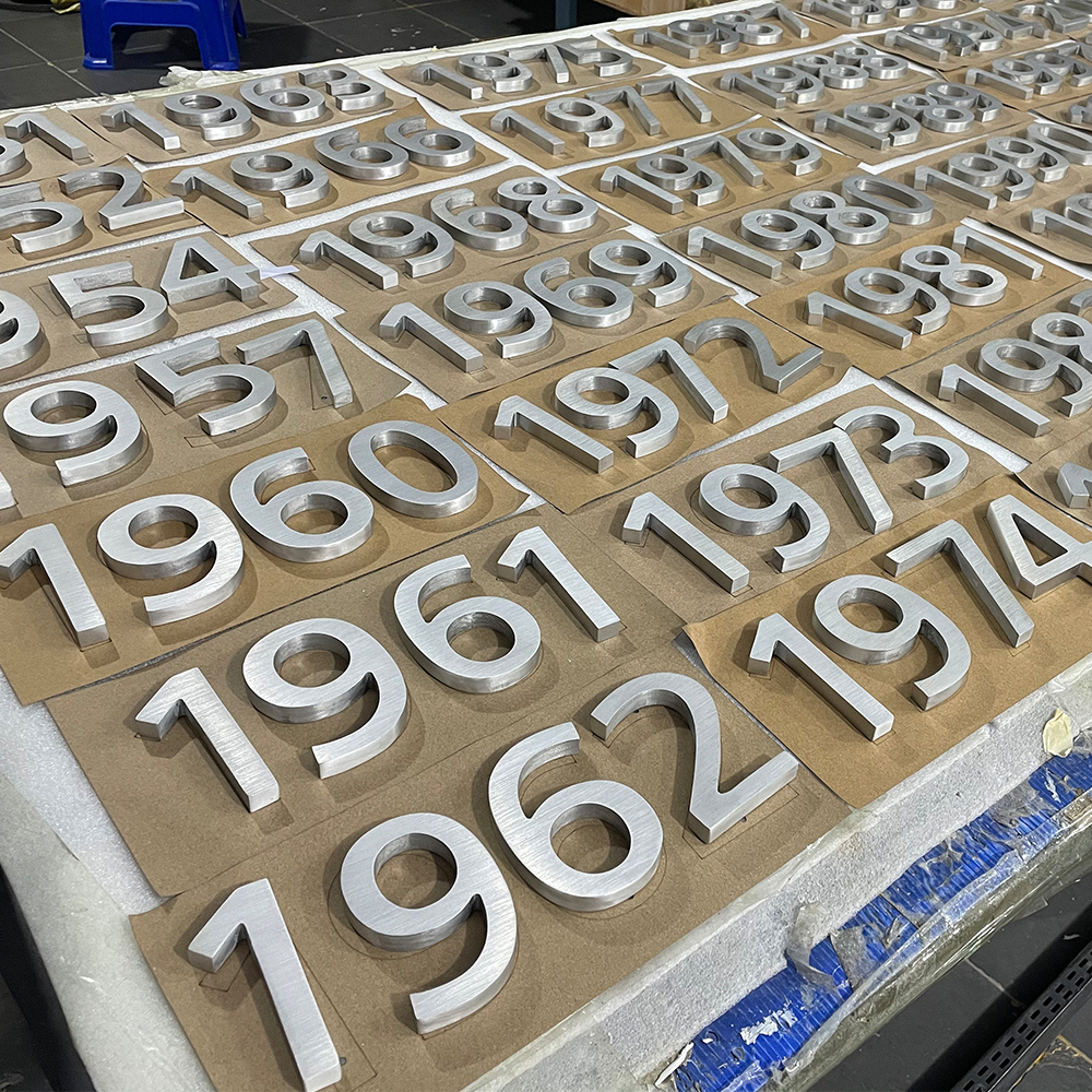 Number Flat Cut Letters Brush Finished metal letters customized stainless steel signage for hotel room number metal signage