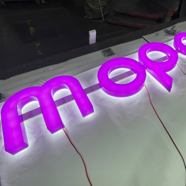Customized Full Illuminated acrylic letters with stainless steel tube back for shop front business advertising signs lighting