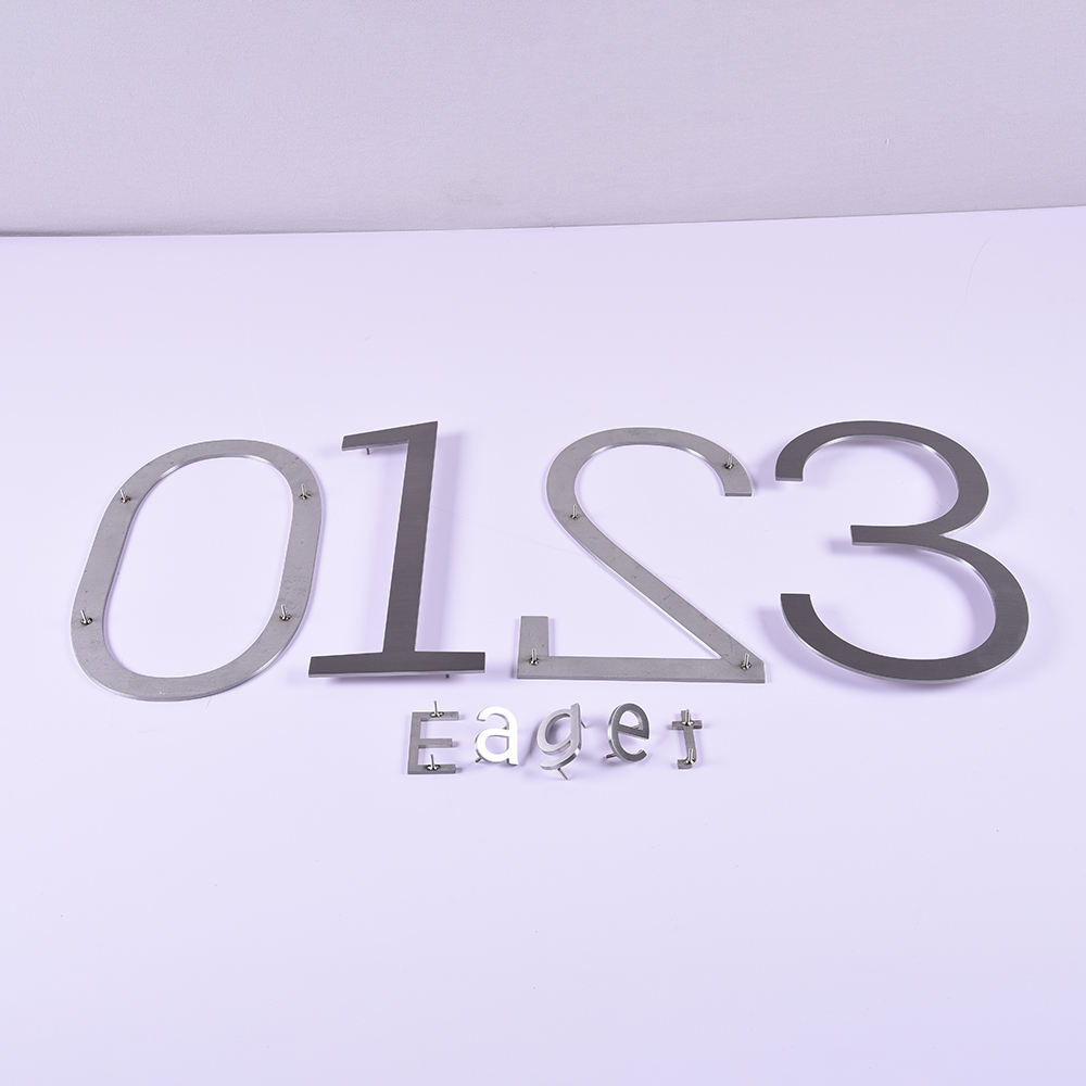 Brush 3D flat cut Letters number 3d metal signage non illuminated stainless steel letters