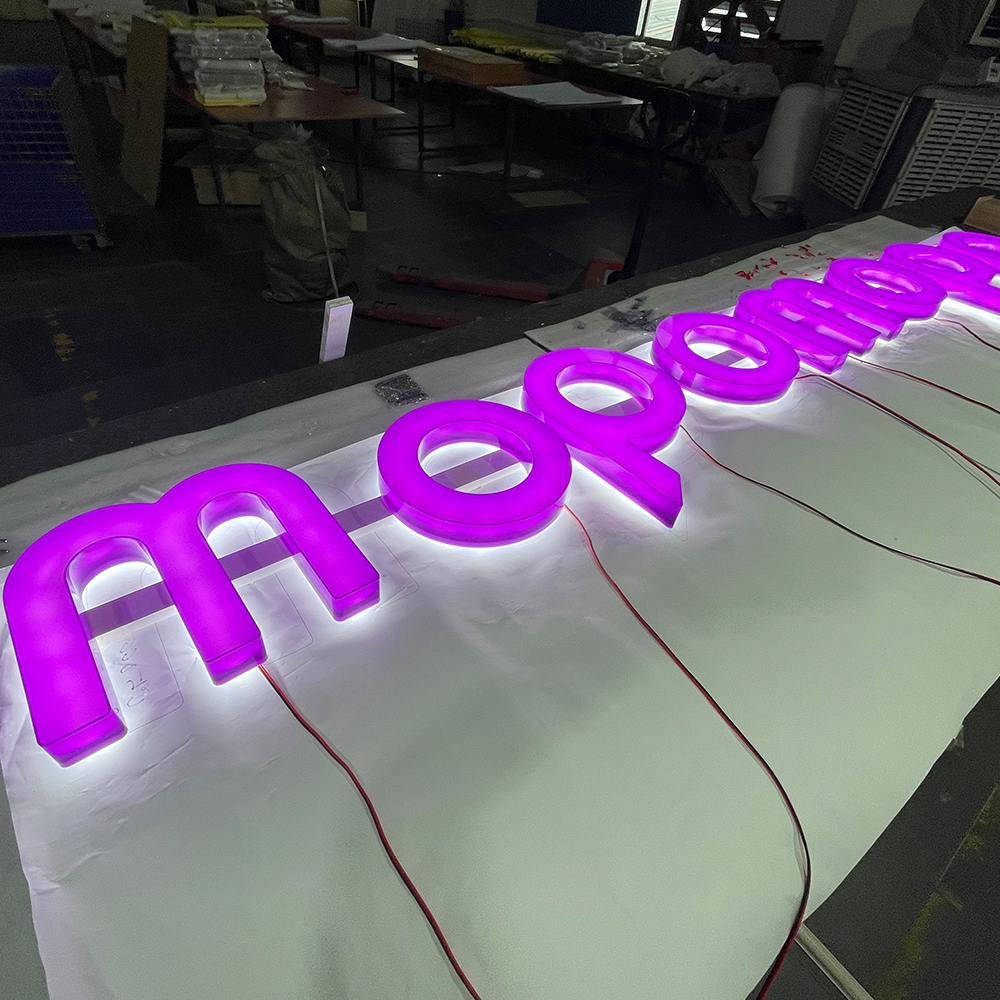 Customized Full Illuminated acrylic letters with stainless steel tube back for shop front business advertising signs lighting