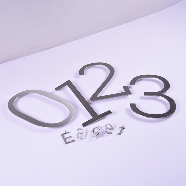 Brush 3D flat cut Letters number 3d metal signage non illuminated stainless steel letters