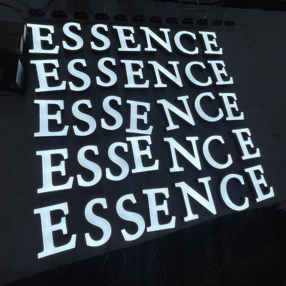 Custom Face illuminated acrylic letters stainless steel return shopfront signs lighting outdoor use