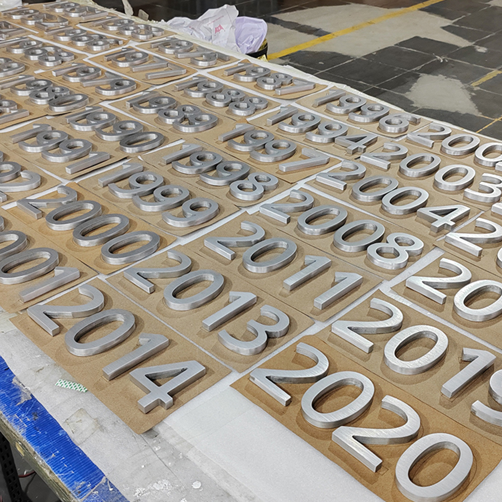 Number Flat Cut Letters Brush Finished metal letters customized stainless steel signage for hotel room number metal signage