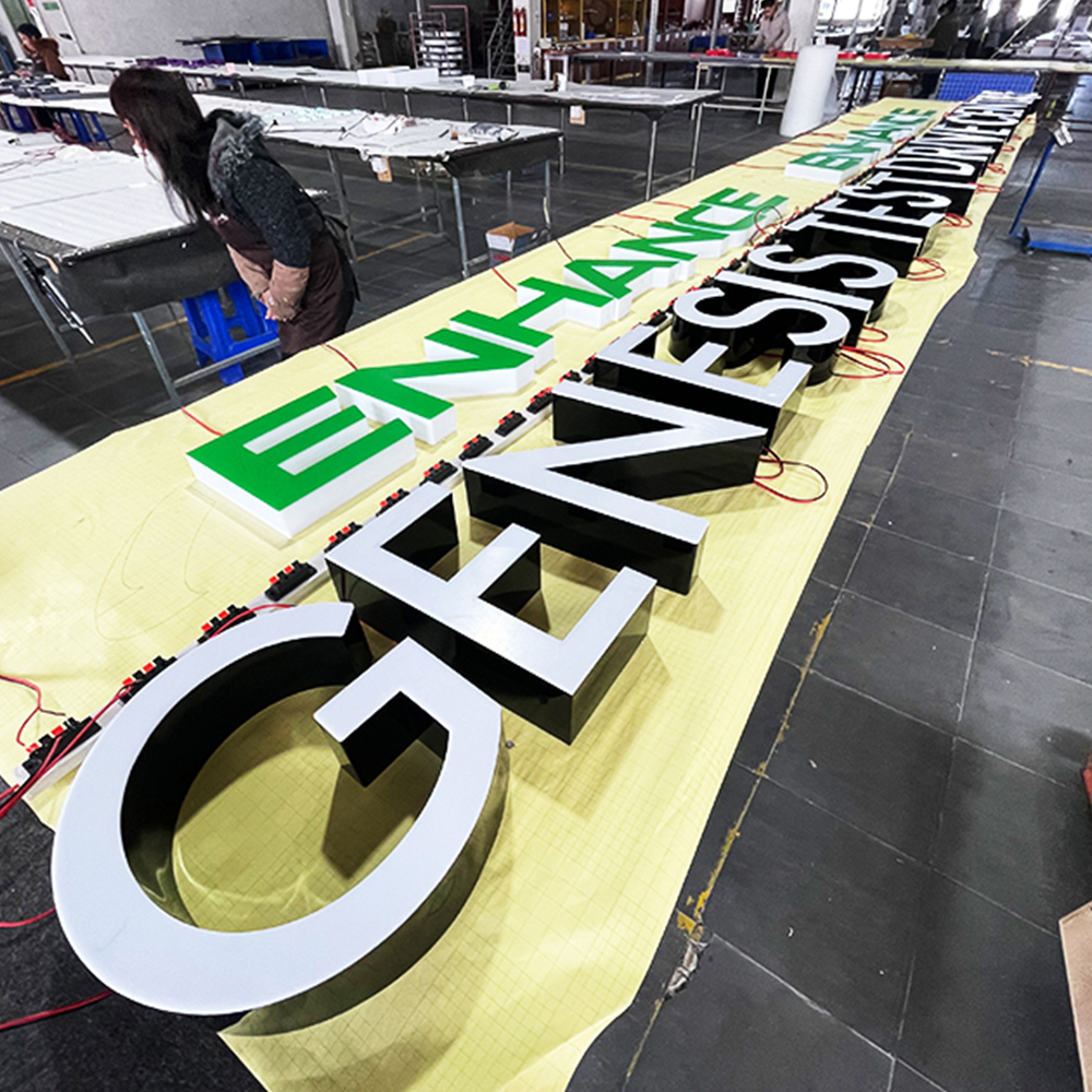Customized face illuminated signage waterproof acrylic channel letters for business advertising outdoor use
